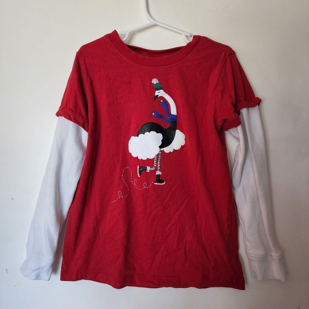 Hanna Andersson Long Sleeve Tee Red Skating size 130 size 8 Years Girls